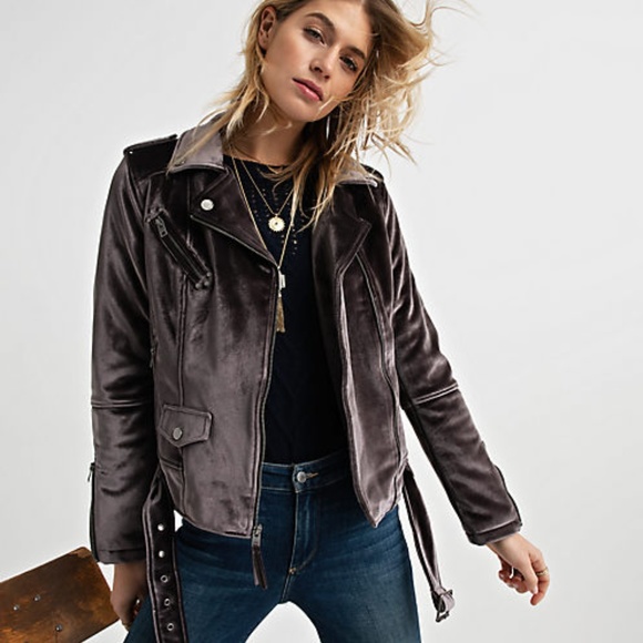 NEW Lucky brand Purple Velvet Zipper Moto Jacket L - Picture 2 of 8